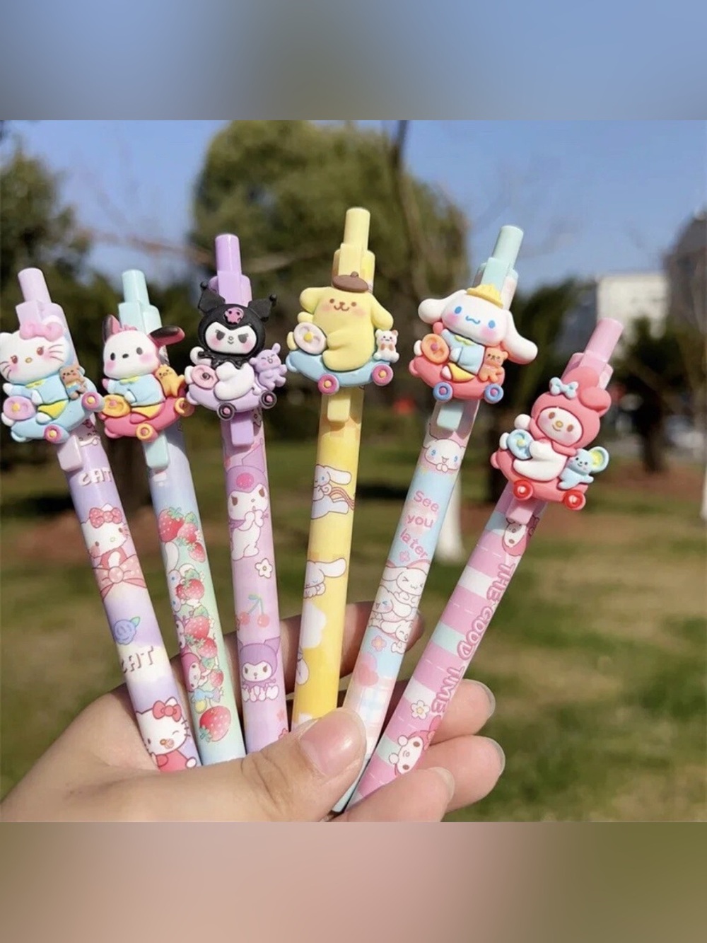 Sanrio Kawaii Box Car Roller Ball Pens 6-PC Set NEW!